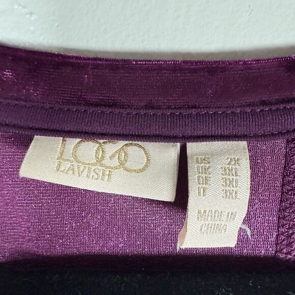 Logo Lavish Purple Velvet Lace Shirt Long Sleeve Size 2X Whimsy Goth Dark - Picture 7 of 16